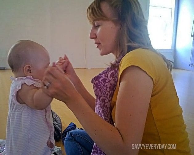 Mom talking to baby