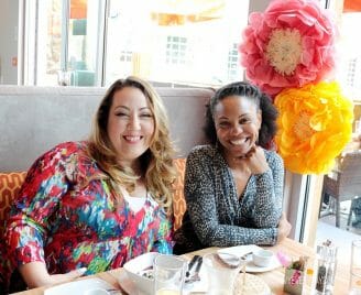 brandi and dawn smiling at Mother's Day brunch