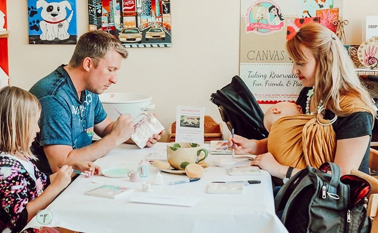 painting ceramics at color me mine as a family