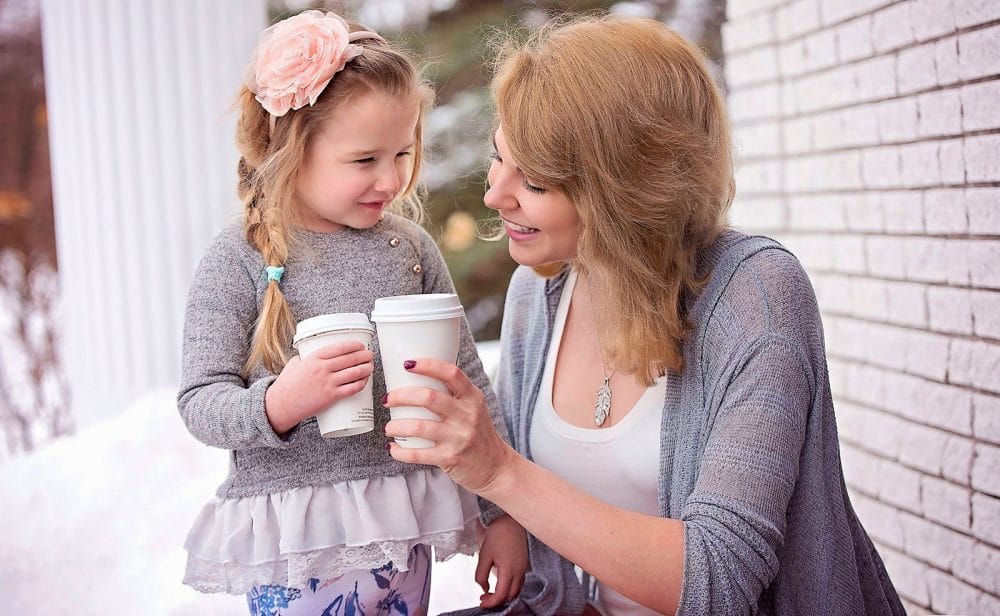 happy mom and daughter