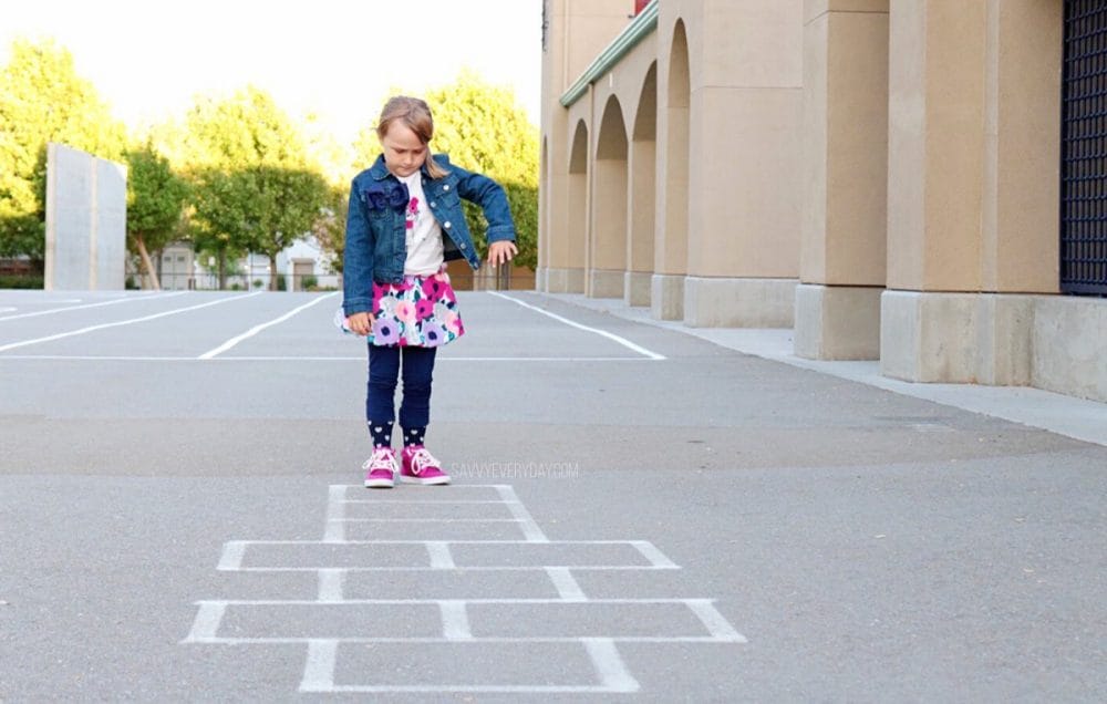 playing hopscotch