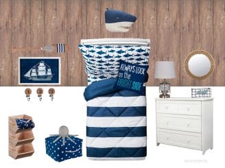 nautical kids room design mockup