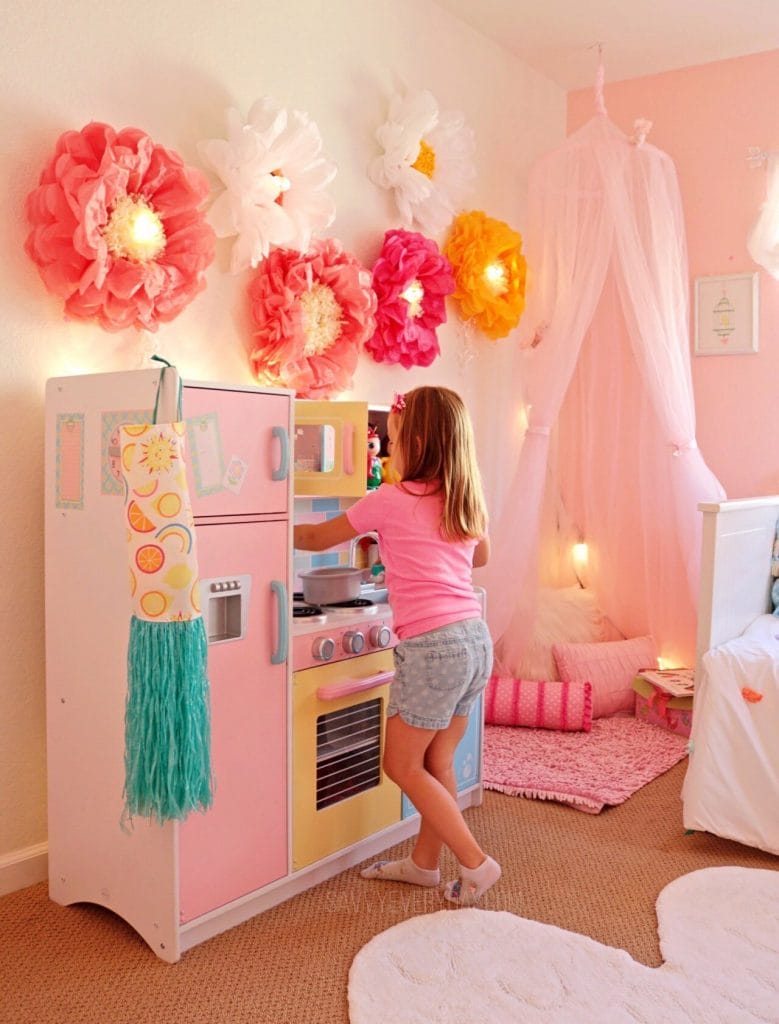 playing in her new kitchen