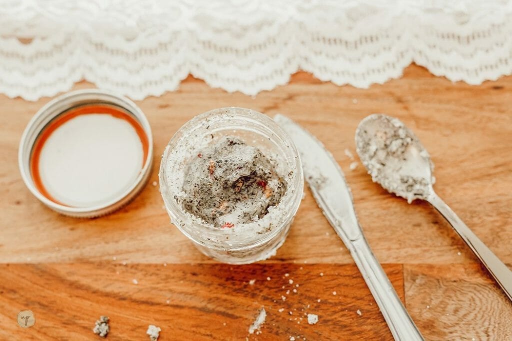 mixed green tea and rose sugar scrub